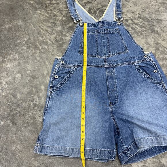 Vintage 2001 GAP Large Short Overalls Baggy Denim Blue Carpenter Shortalls Y2K - Picture 11 of 11